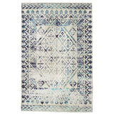 Sparx Medallion Blue Distressed Washable Rug 27" x 45"