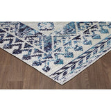 Sparx Medallion Blue Distressed Washable Rug 27" x 45"