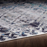 Sparx Medallion Blue Distressed Washable Rug 27" x 45"