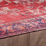 Sparx Medallion Red Distressed Washable Rug 27" x 45"